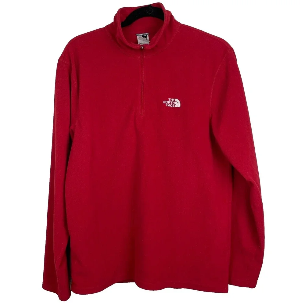 The North Face Mens 1/4 Zip Fleece‎ Pullover Sweater Red Size Medium Casual